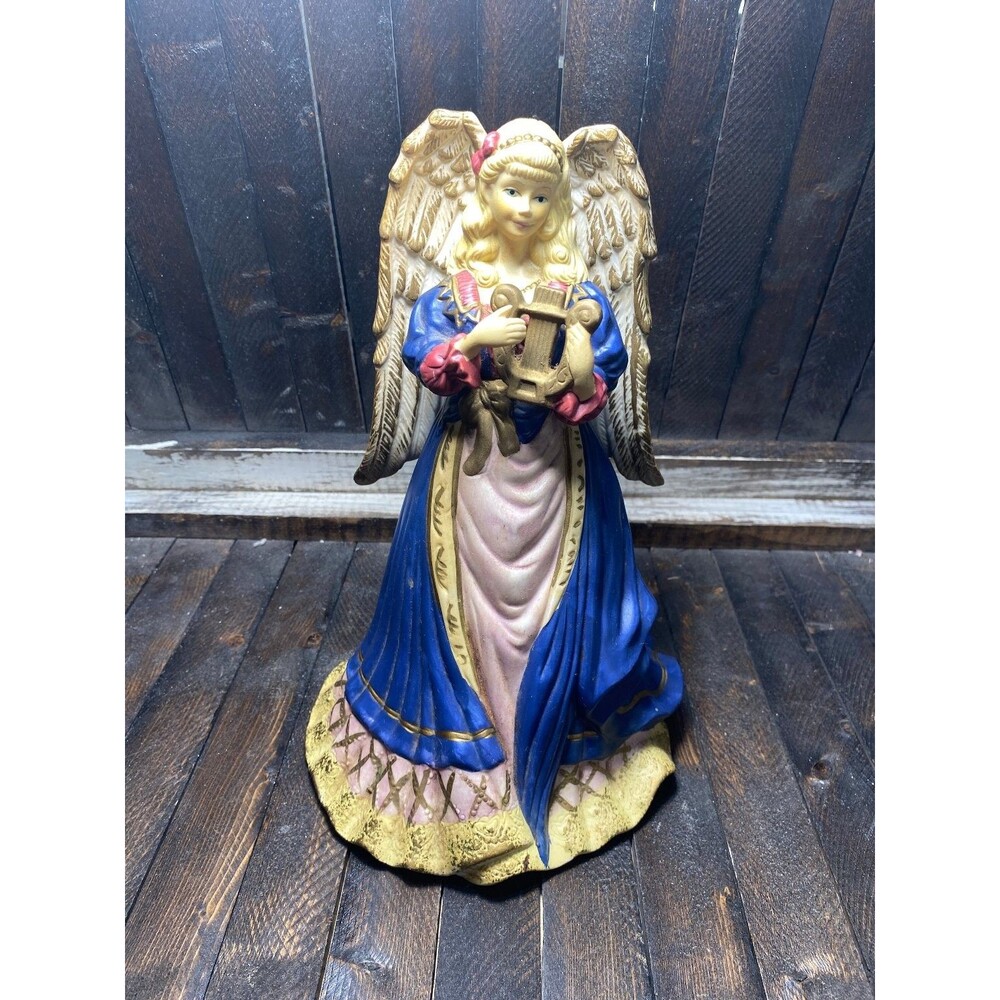Angel Figurine Music Box Statue Ceramic Hand-Painted Christmas Holiday Decor